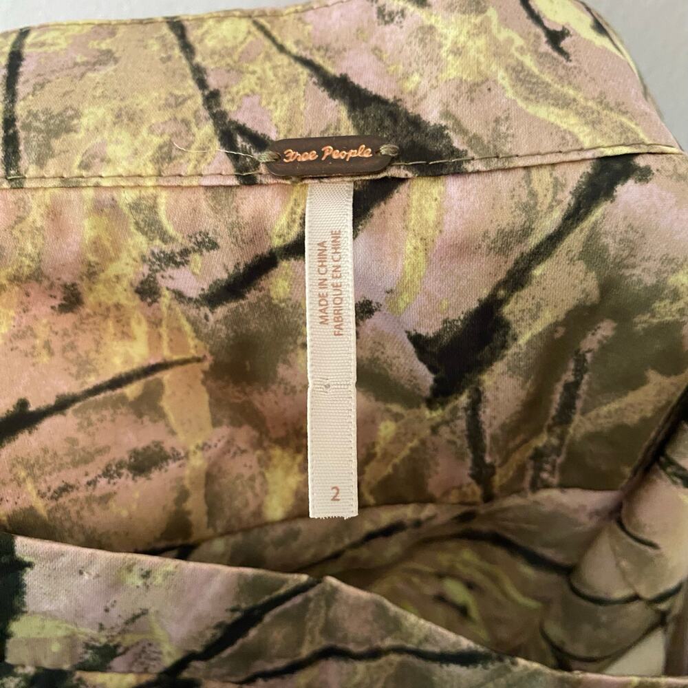 Free People Normani Bias Printed Pink Black Swirl Midi Skirt Hippie Women size 2 - Picture 2 of 8